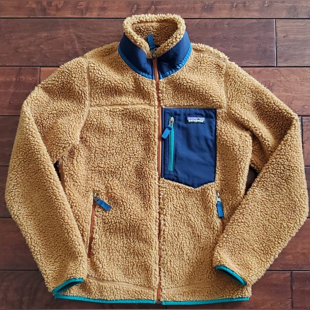 Patagonia classic Retro-X Sherpa Jacket Sweater Coat Nest Brown Small Fuzzy